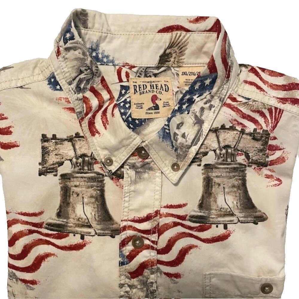 Red Head Brand 2XL Liberty Bell USA Flag Mt Rushmore Eagle Shirt Men Patriotic‎